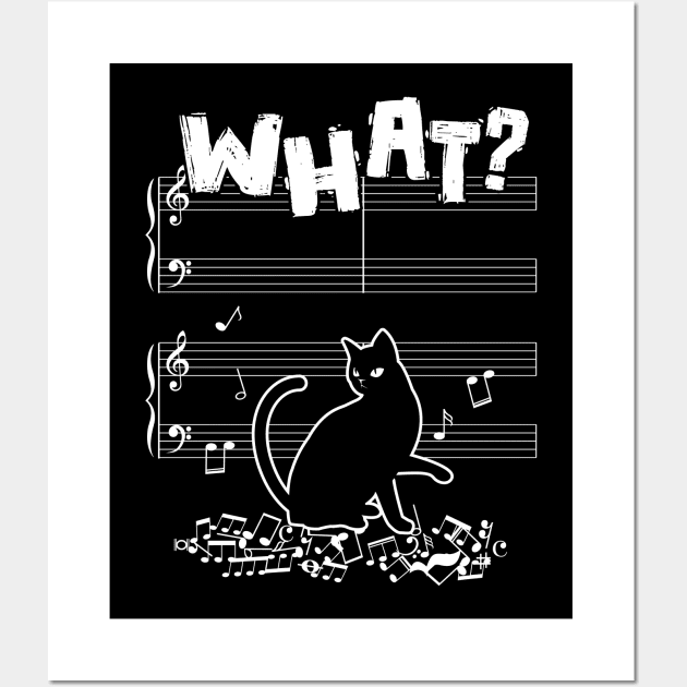 Cat What Funny Cat Music Note Wall Art by Peco-Designs